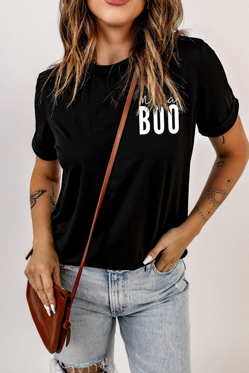 Black Mama BOO Casual Round Neck T-shirt